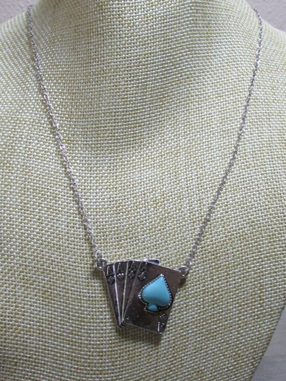Hippie by JolliMolli Western Four Aces Gambler Necklace - JN1438-SBTQS